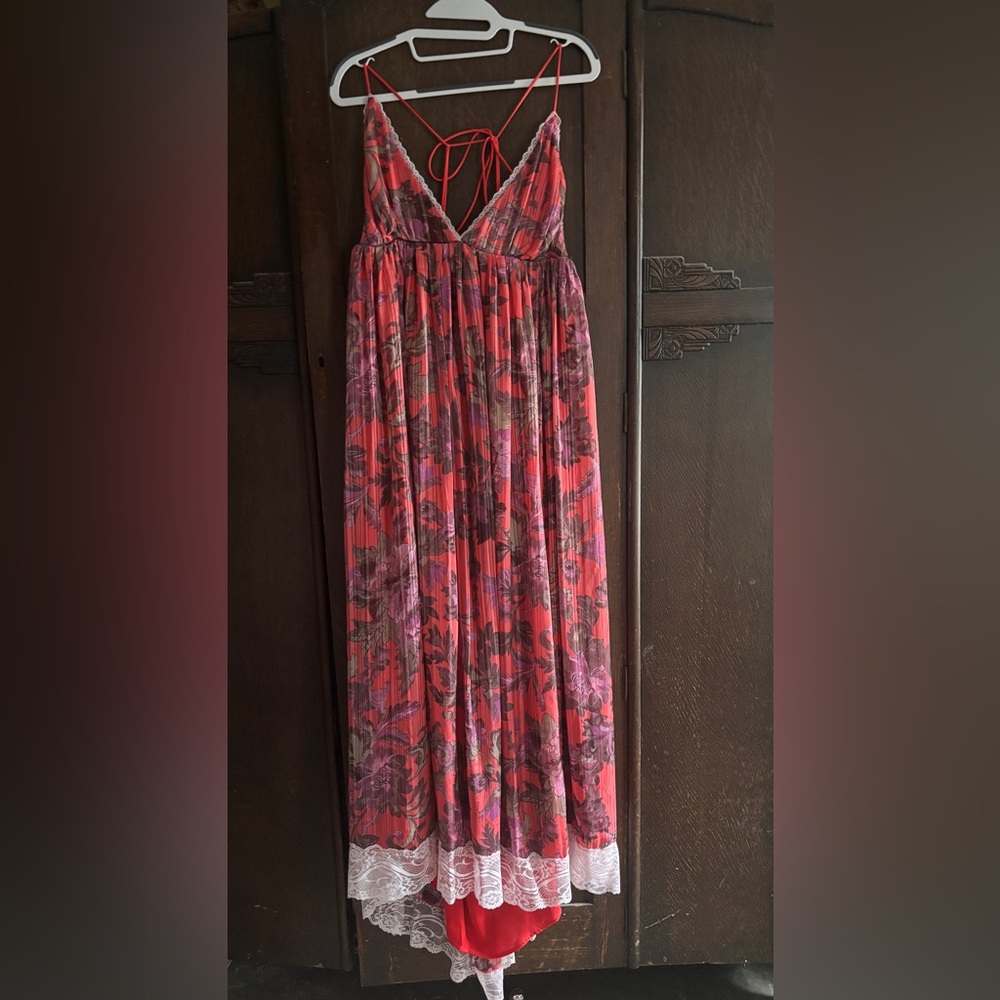 Free People Vibrant Red and Purple Maxi dress